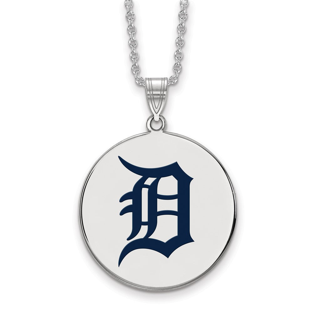 SS Rhod-plated MLB LogoArt Detroit Tigers Extra Large Enamel Necklace