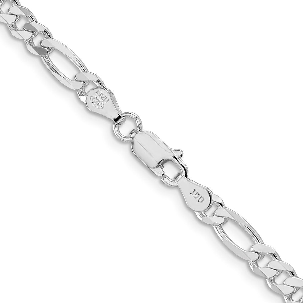 Sterling Silver Rhodium-plated 4.5mm Figaro Chain 24 Inches