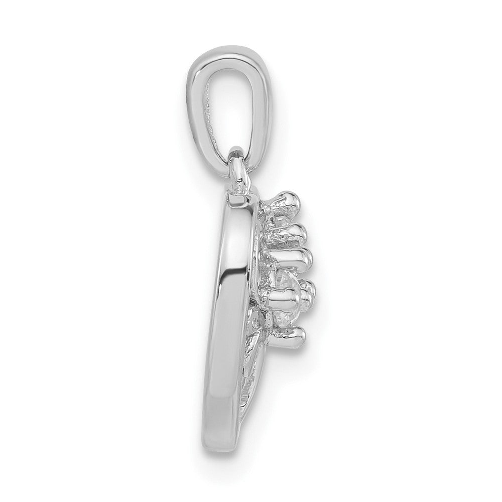 Sterling Silver Polished CZ Heart Pendant