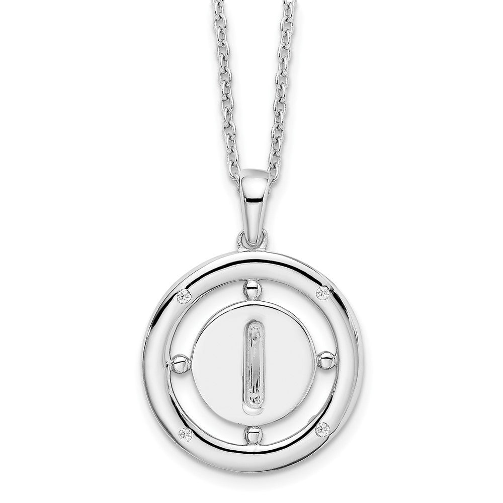 White Ice Sterling Silver Rhodium-plated 18 Inch Diamond Letter I Initial Necklace with 2 Inch Extender 18 Inches