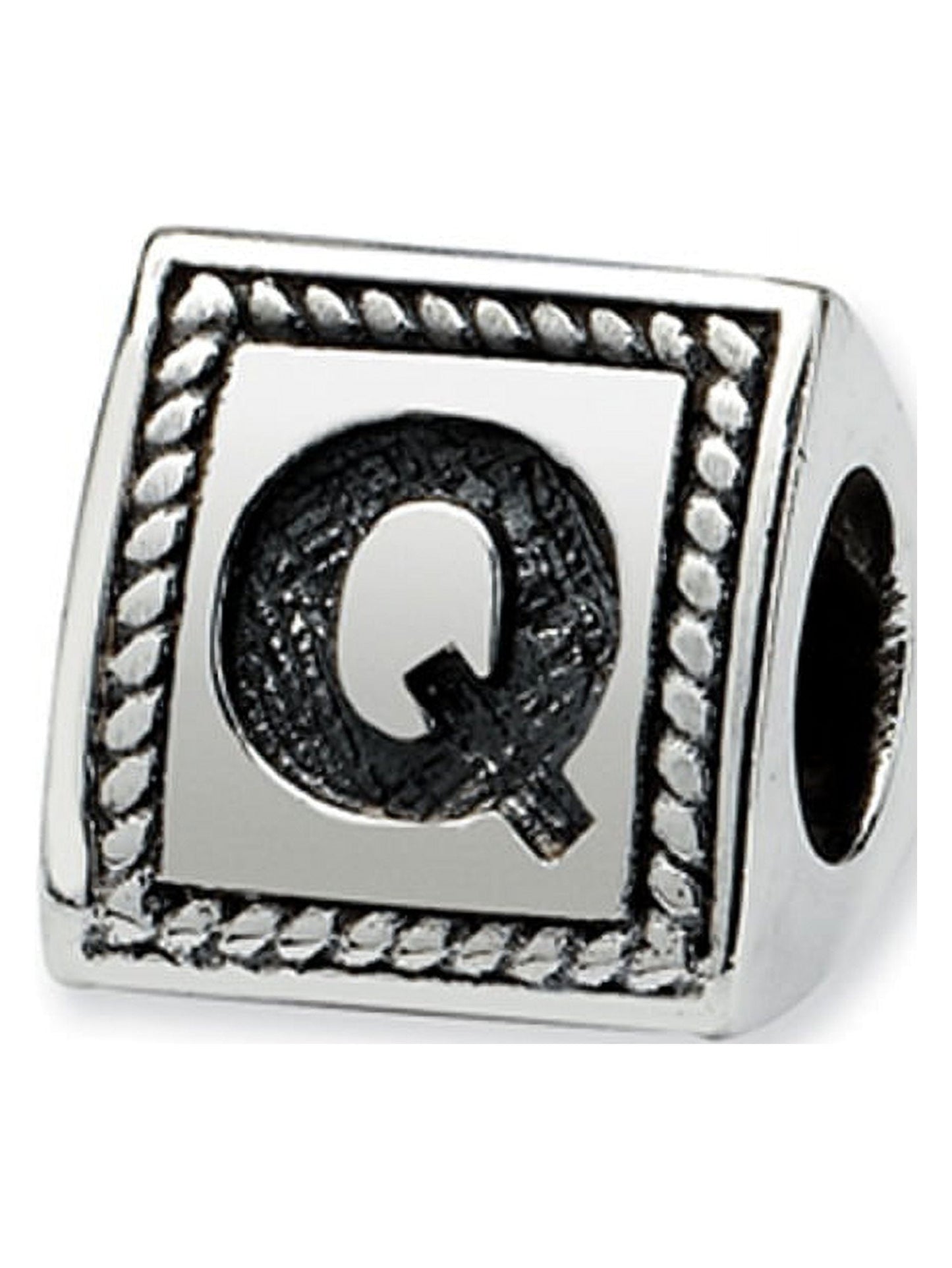 Sterling Silver Reflections Letter Q Triangle Block Bead