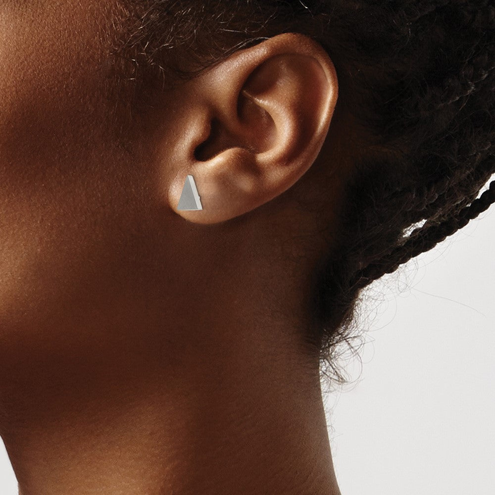 Stainless Steel Brushed Triangle Post Earrings