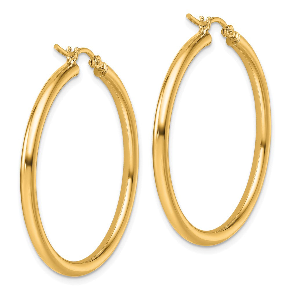 14k Polished 2.5mm Lightweight Tube Hoop Earrings