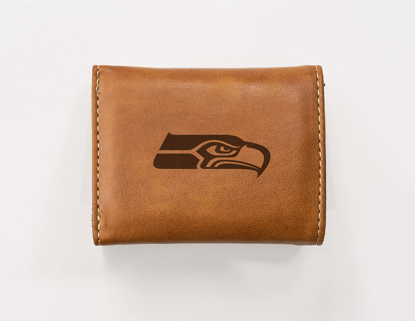 Football Rico Industries Seattle Sea Brown Laser Engraved Trifold Laser Engraved Tri-Fold Wallet - Men's Accessory