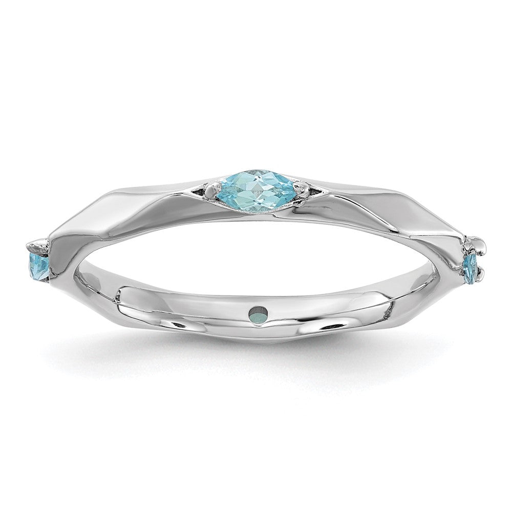 Sterling Silver Stackable Expressions Rhodium-plated Blue Topaz Ring Size -9