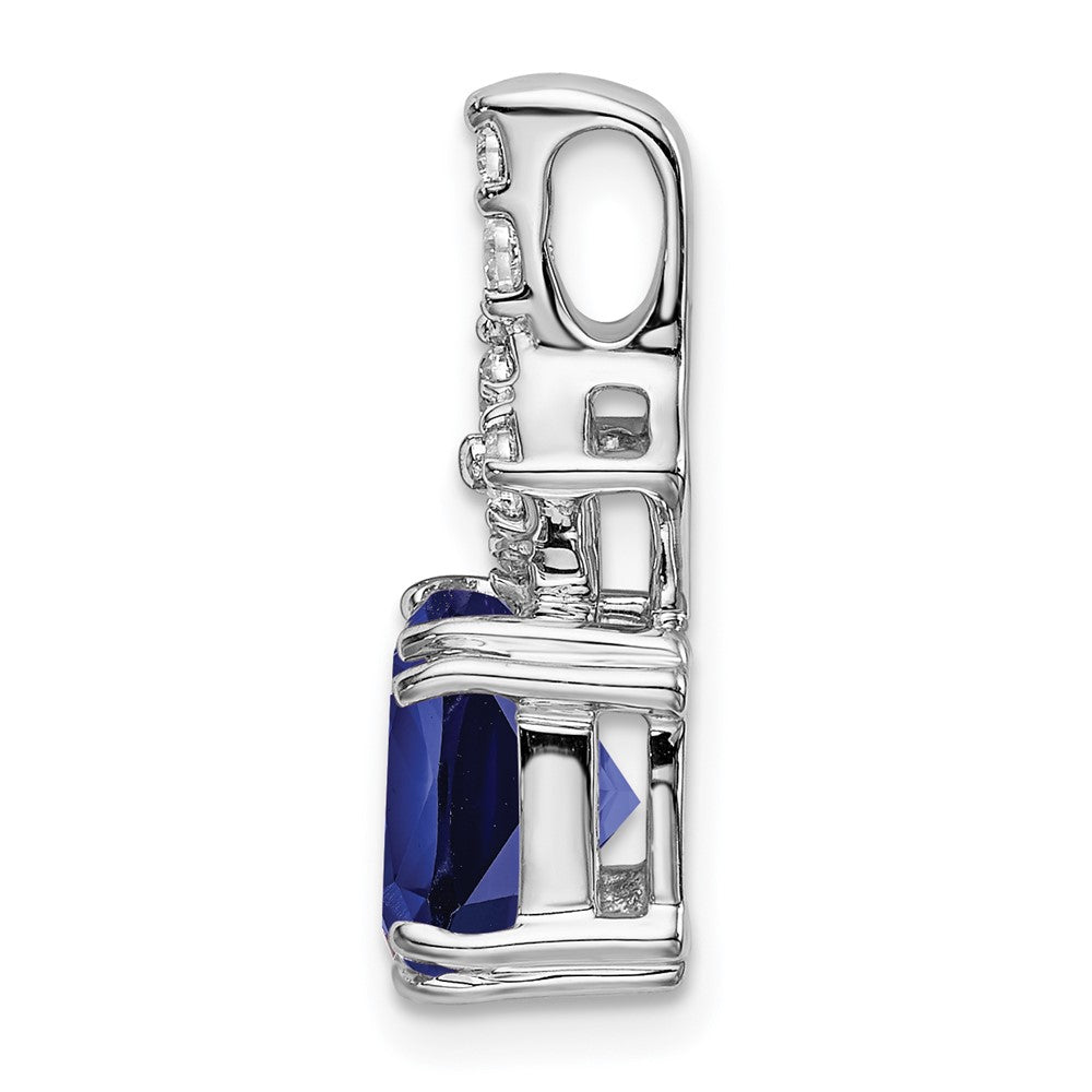 14k White Gold 1/5 carat Lab Grown Diamond VS/SI+ G+ and Lab Created Blue Sapphire Pendant