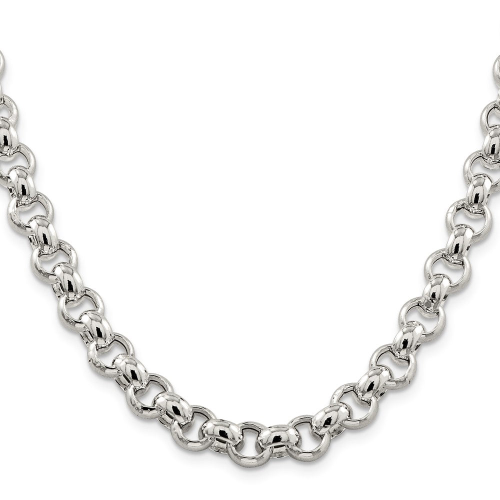 Sterling Silver 9.5mm Semi-solid Rolo Chain 20 Inches