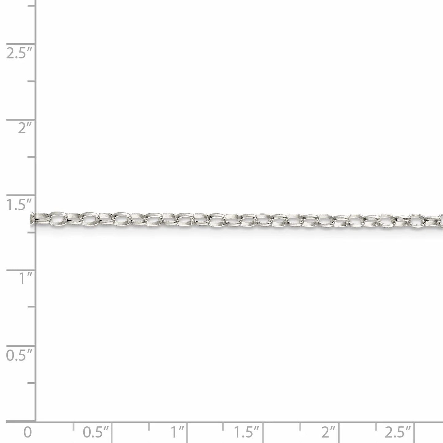 Sterling Silver 2.5mm Oval Fancy Rolo Chain 7 inches
