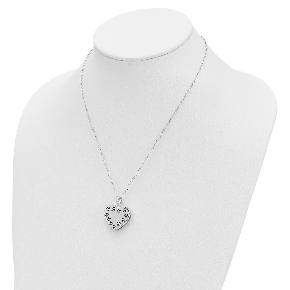 Sentimental Expressions Sterling Silver Rhodium-plated Antiqued Love Never Ends Pet Ash Holder 18 Inch Necklace 18 Inches