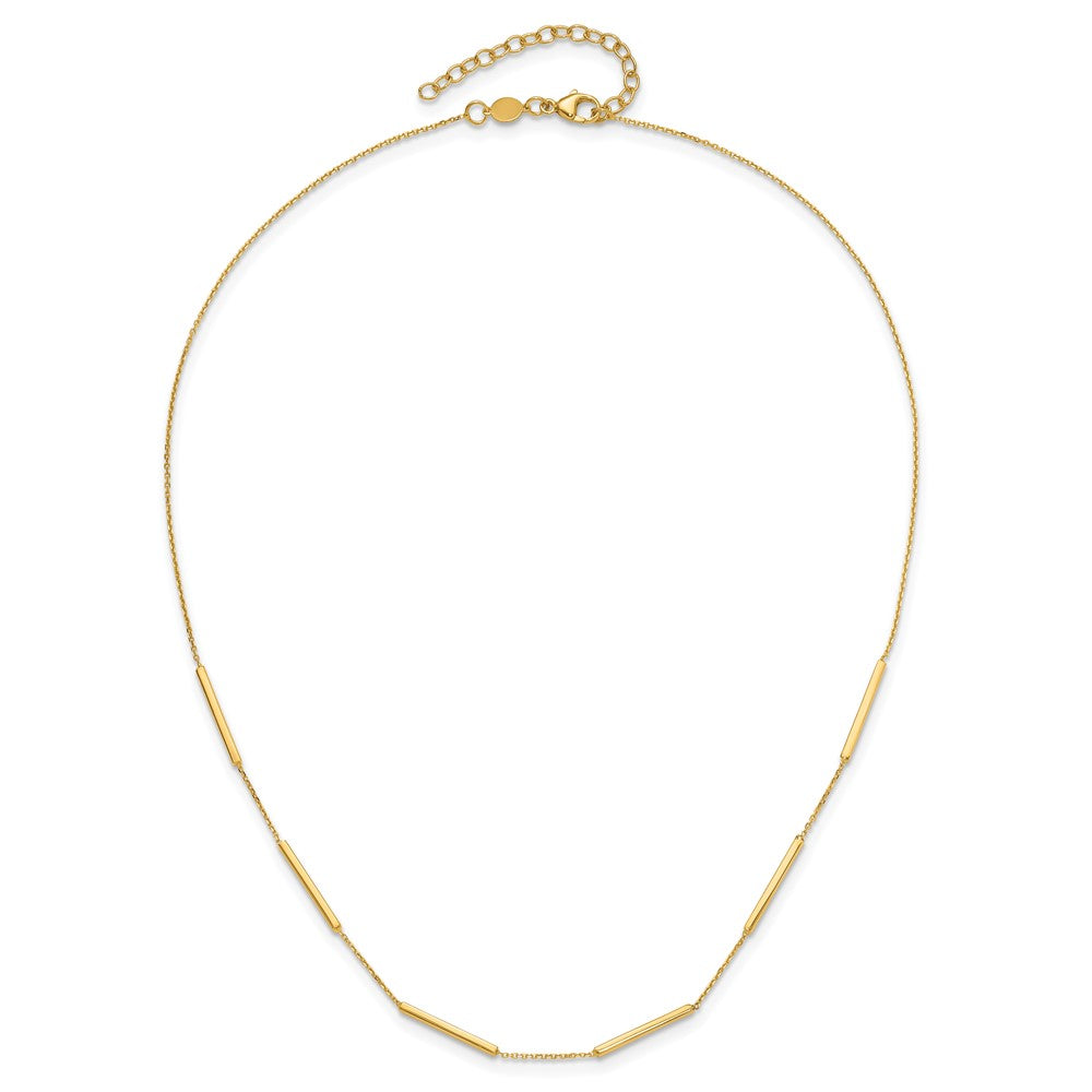 10K Polished 6 Bar Stations 16in with 1.5in ext Necklace