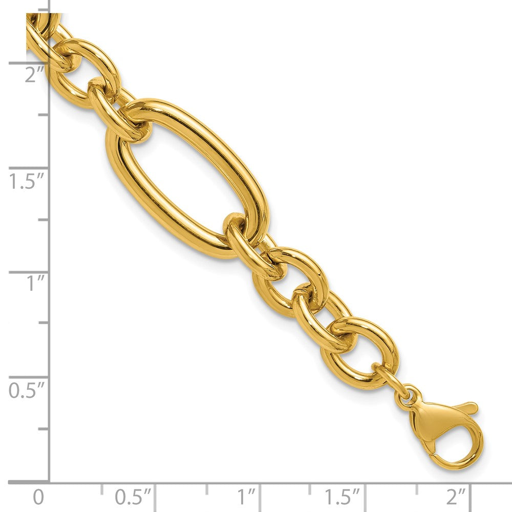 Chisel Stainless Steel Polished Yellow IP-plated Open Link 7 inch Plus a 1.25 inch Extension Bracelet 8.25 inches
