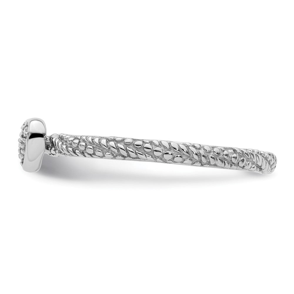Sterling Silver Diamond Stackable Expressions Textured Heart Ring Size -10