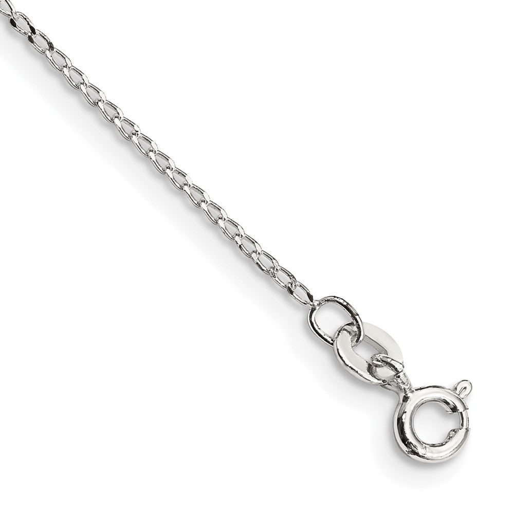 Sterling Silver 1mm Open Elongated Link Curb Chain Anklet 10 inches