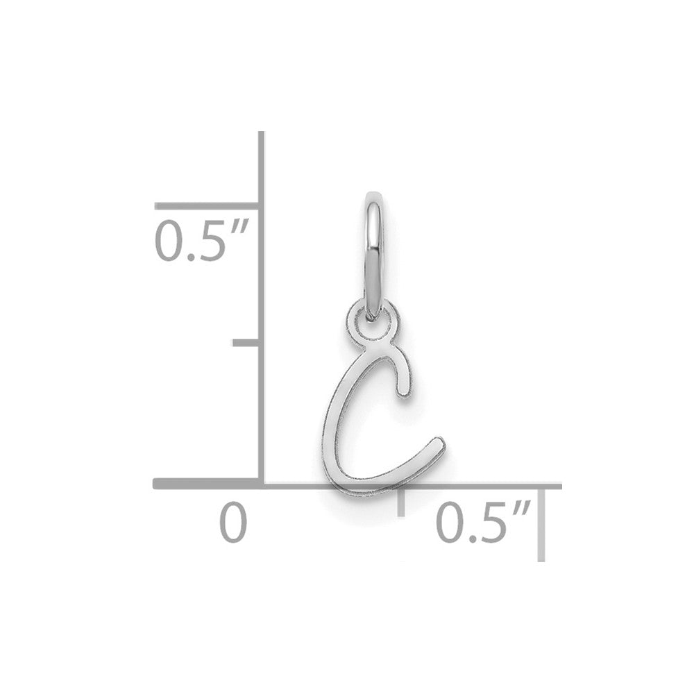 Sterling Silver Rhodium-plated Upper case Letter C Initial Charm