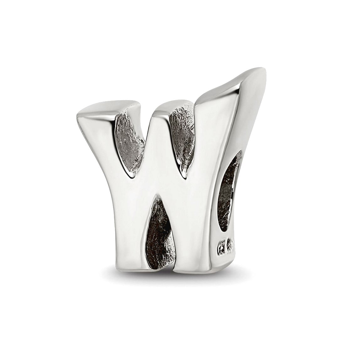 925 Sterling Silver Polished Reflections SimStars Letter Name Personalized Monogram Initial W Bead Charm 9.09x9.09mm Wid
