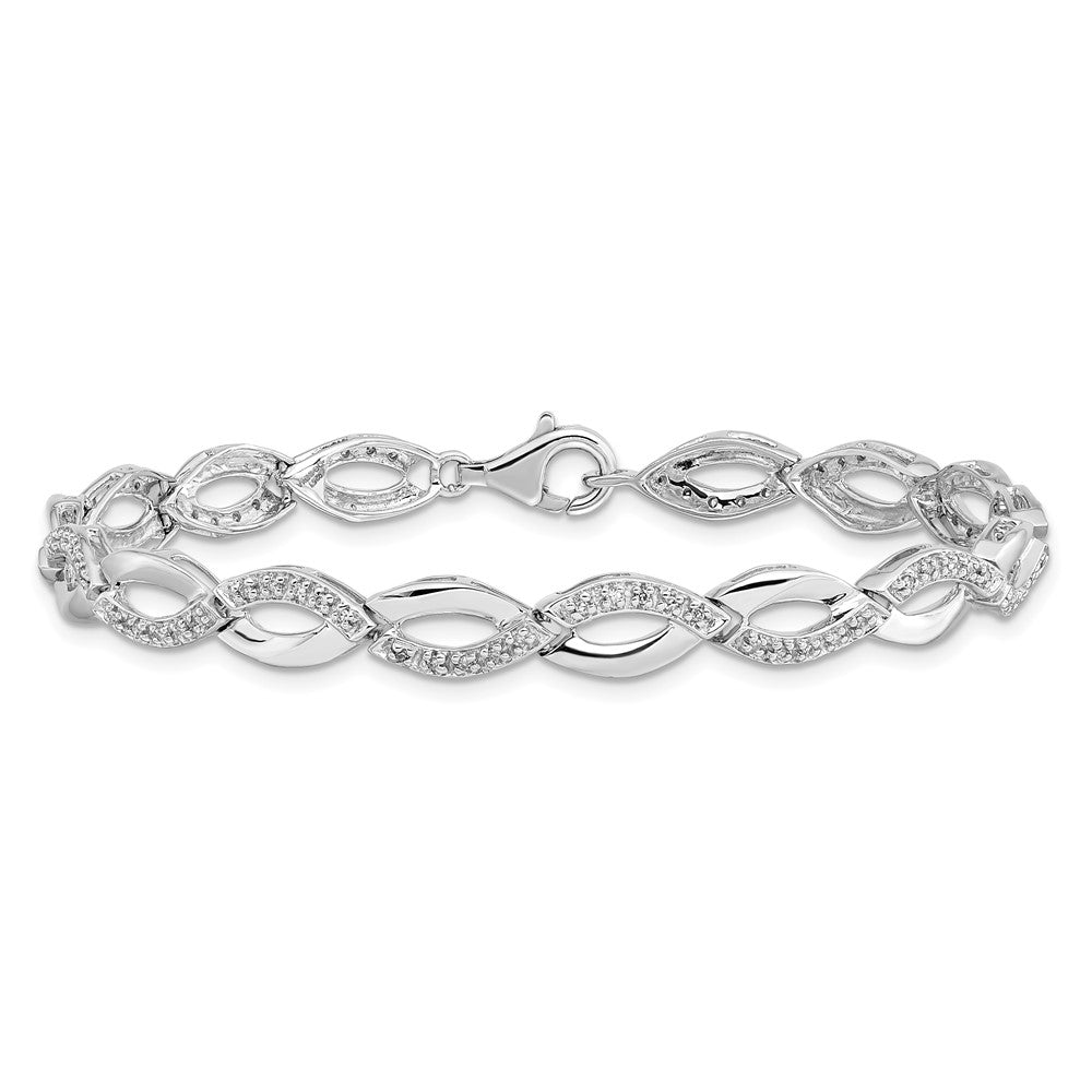 Sterling Silver Rhodium-plated Diam. Bracelet 7 inches