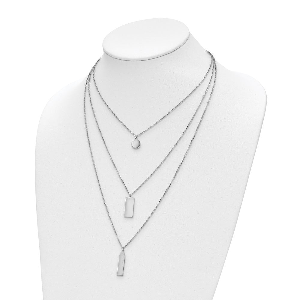Sterling Silver Rhod-Plated Multi-Layer w/ 2in ext. Necklace