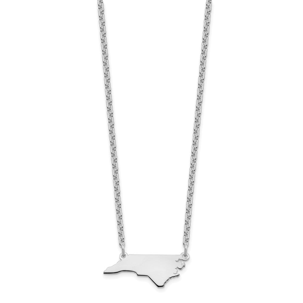 Sterling Silver/Rhodium-plated North Carolina State Necklace