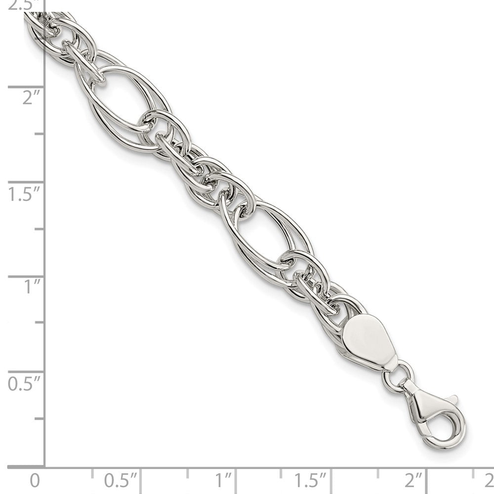 Sterling Silver Polished Fancy Link 7in Bracelet 7 inches