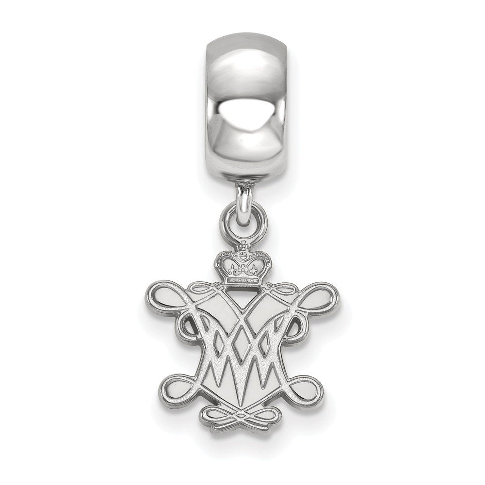 Sterling Silver Rhodium-plated LogoArt College of William and Mary Small Dangle Bead Charm
