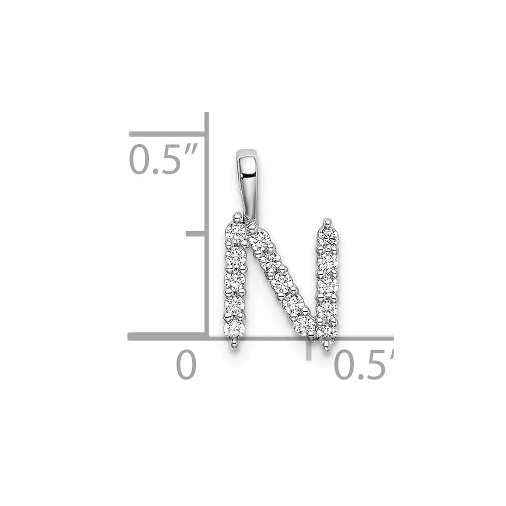 14k White Gold 1/6 carat Lab Grown Diamond VS/SI+ G+ Letter N Initial Pendant