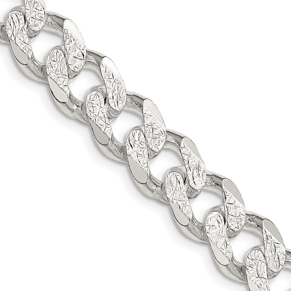 Sterling Silver 11.0mm Pav‚ Curb Chain 26 Inches