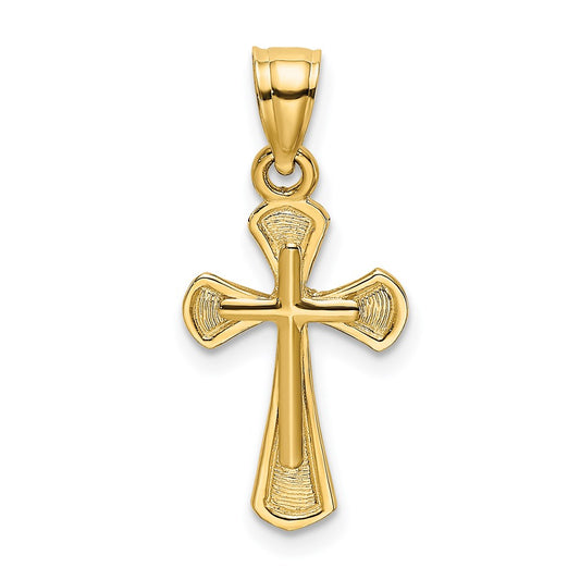 14K Solid Textured Cross Charm