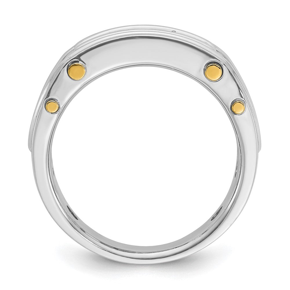 IBGoodman 14k Two-tone Men's Polished Grooved and Cut-Out 5-Stone Ring Mounting