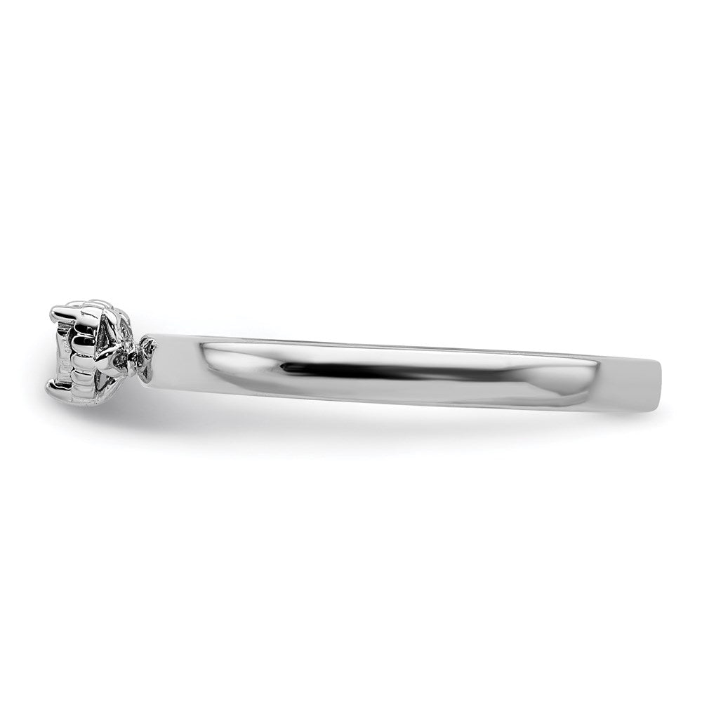 Sterling Silver Rhodium Plated Polished Diamond Heart Shape Ring