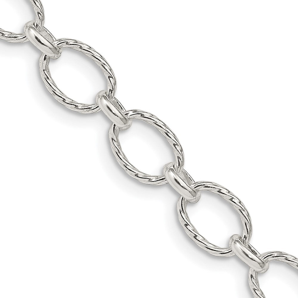 Sterling Silver 6.1mm Fancy Patterned Rolo Chain 16 Inches