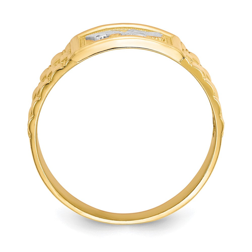 14k and Rhodium Men's Eagle Ring Size 10