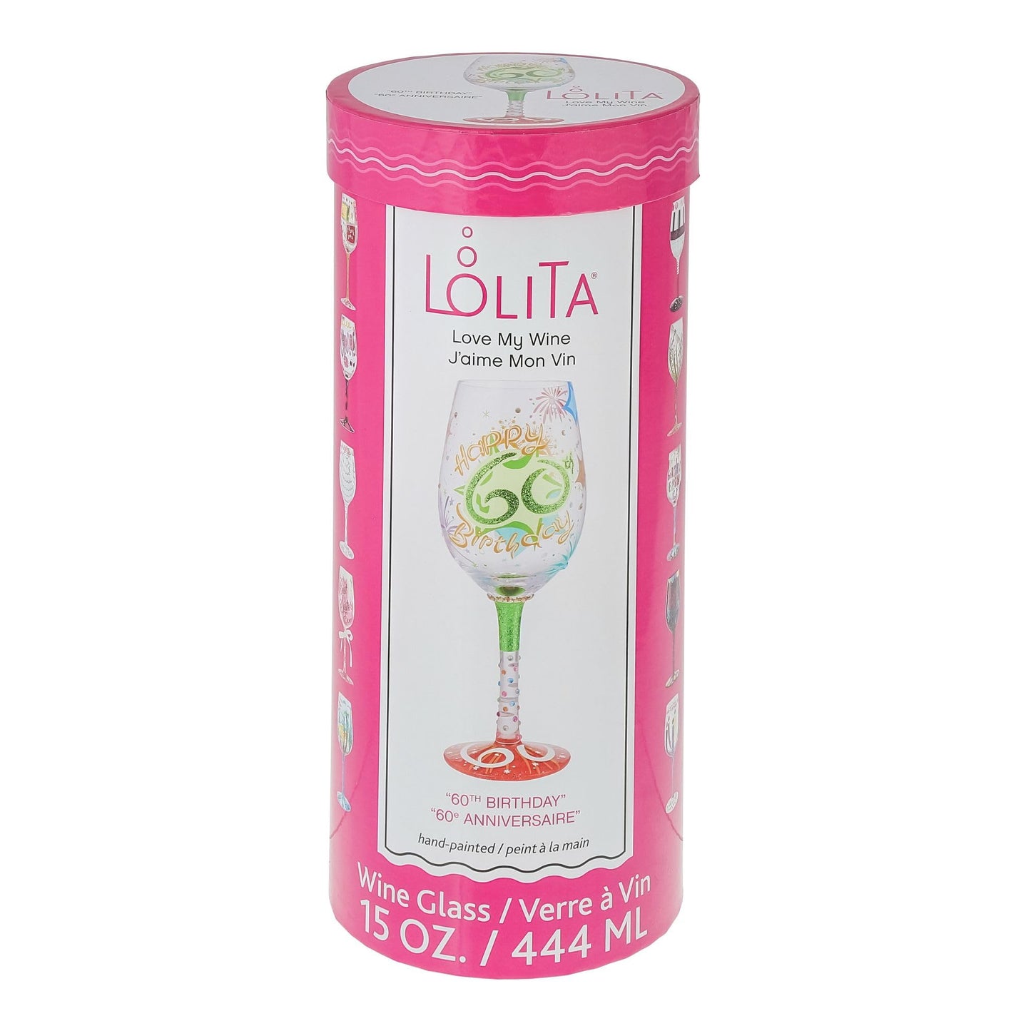 Lolita Happy 60th Birthday Wine Glass 9in H