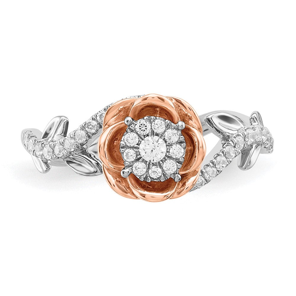 10k WG & RG Diamond Rose Ring