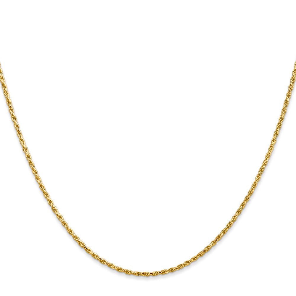 14K 24 inch 1.3mm Diamond-cut Solid Machine Made Rope with Lobster Clasp Chain