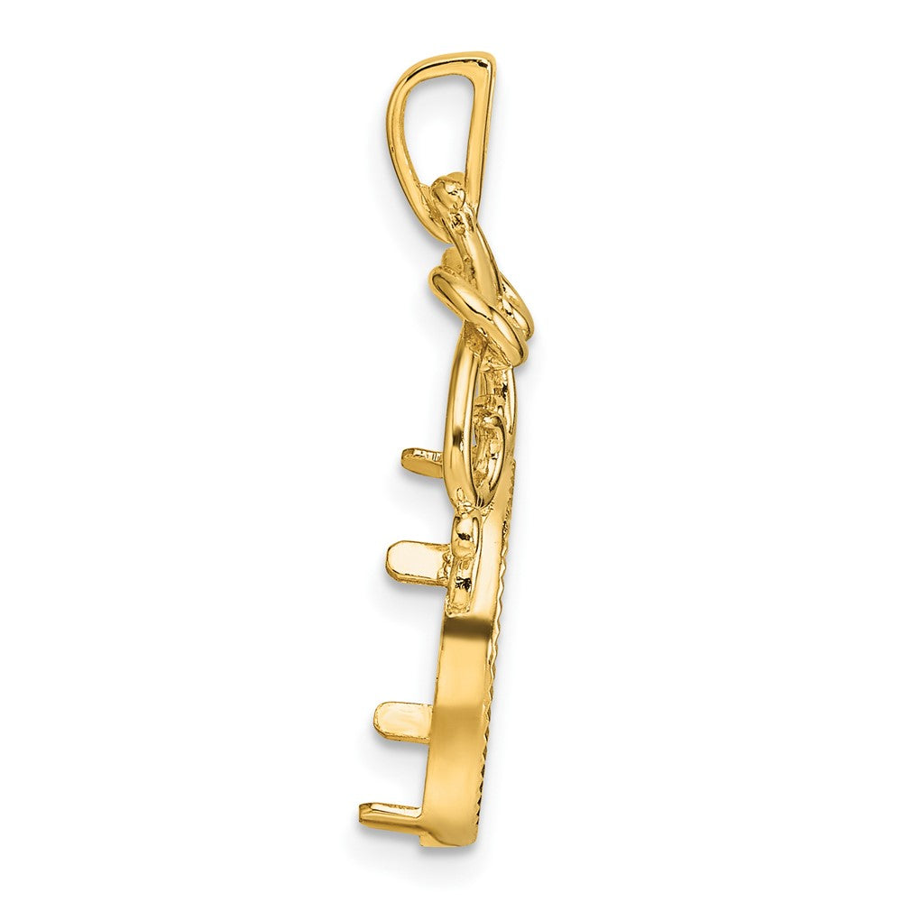 Wideband Distinguished Coin Jewelry 14k Polished Fancy Filigree Top and Diamond-cut 13.0mm Prong Coin Bezel Pendant