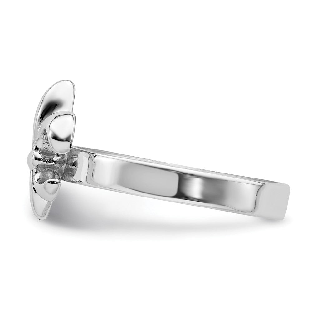 Sterling Silver Rhodium-plated 3mm Fleur De Lis Ring