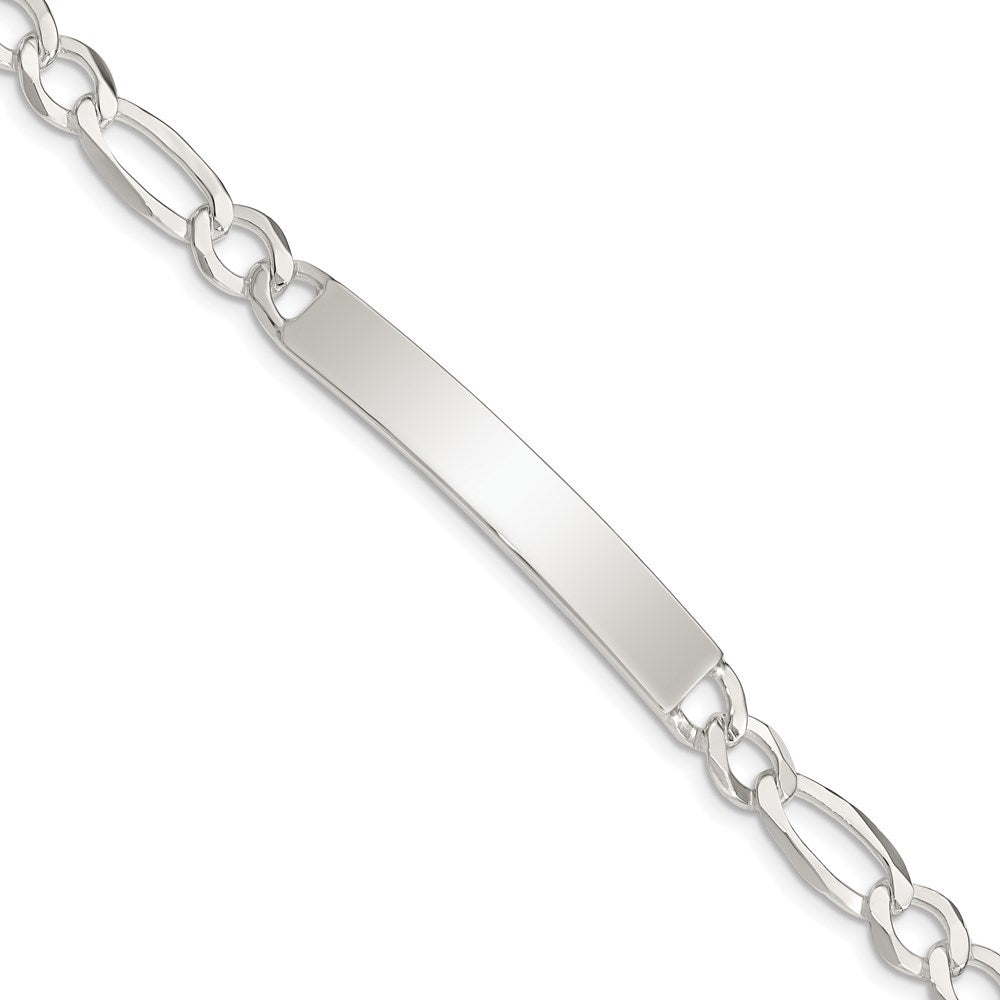 Sterling Silver Figaro Link ID Bracelet 7.5 inches