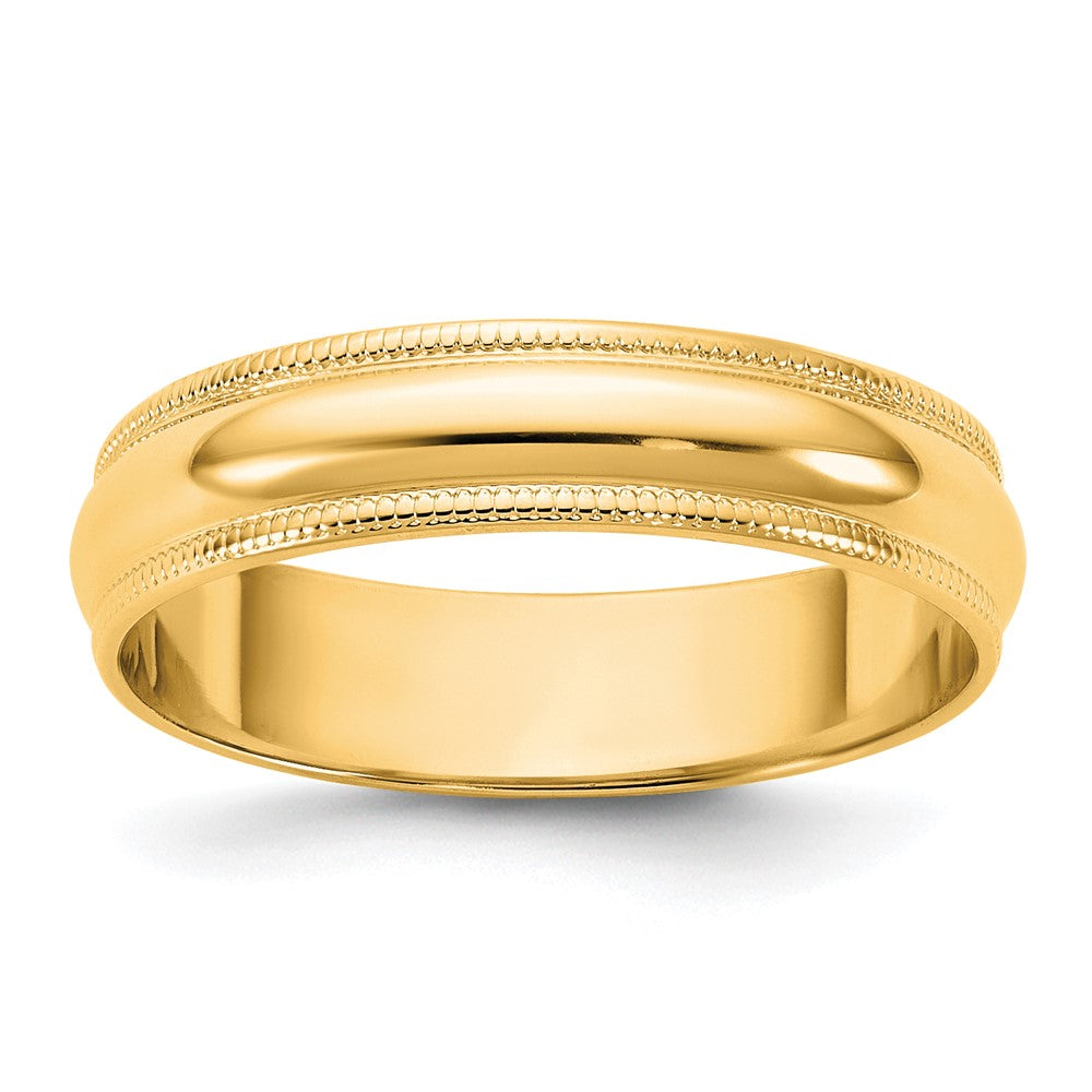 10KY 4.5mm LTW Milgrain Half Round Band Size 8