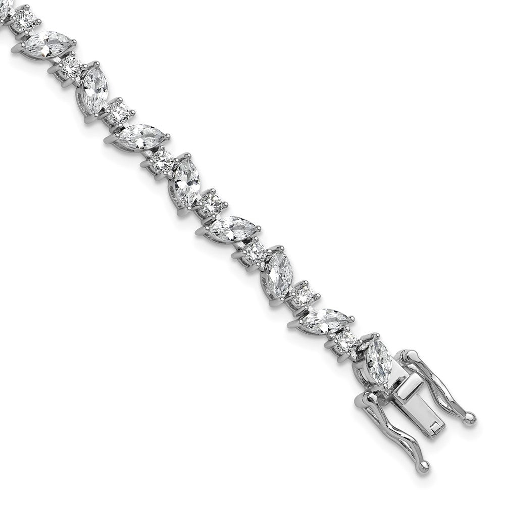 Cheryl M Sterling Silver Rhodium-plated Polished Fancy Marquise CZ Bracelet 7.25 inches
