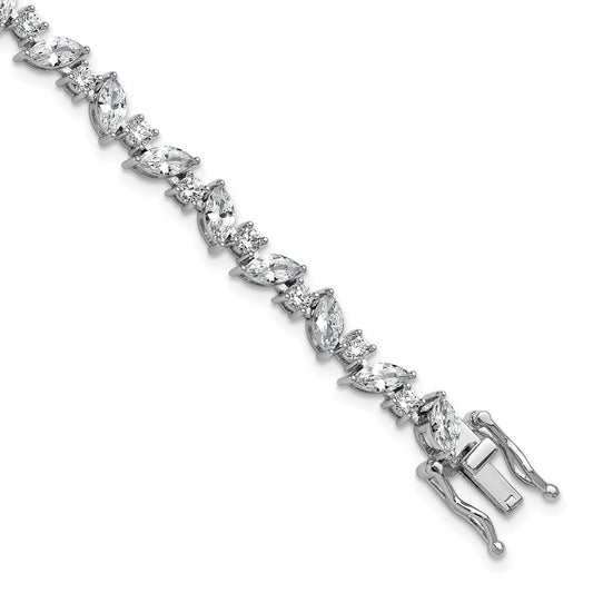 Cheryl M Sterling Silver Rhodium-plated Polished Fancy Marquise CZ Bracelet 7.25 inches