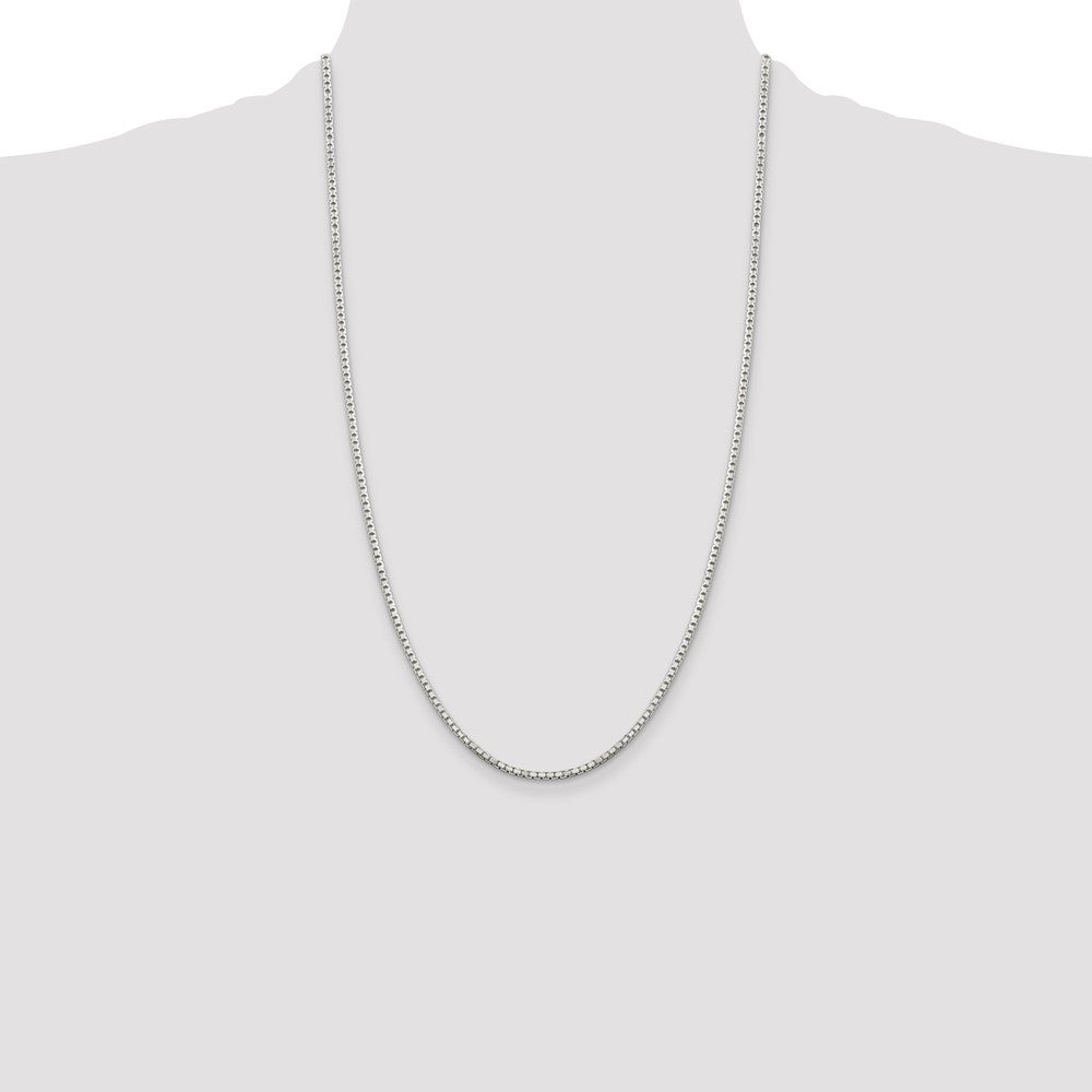 Sterling Silver 2mm 8 Sided Diamond-cut Box Chain 26 Inches
