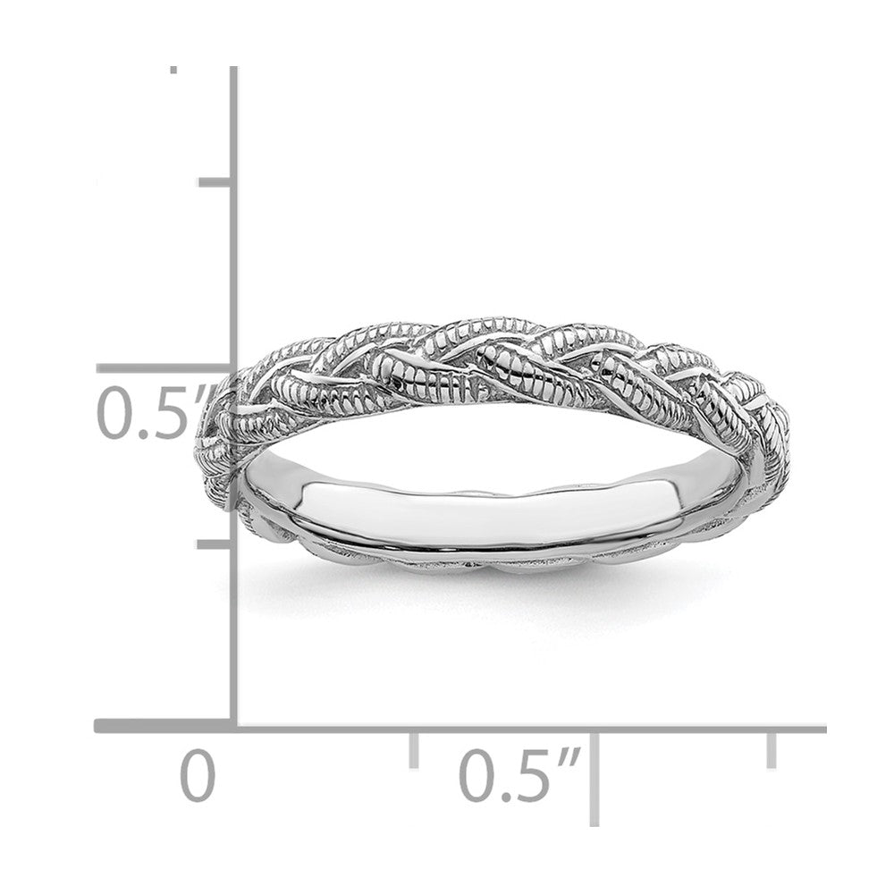 Sterling Silver Stackable Expressions Rhodium-plated Twist Ring Size -5