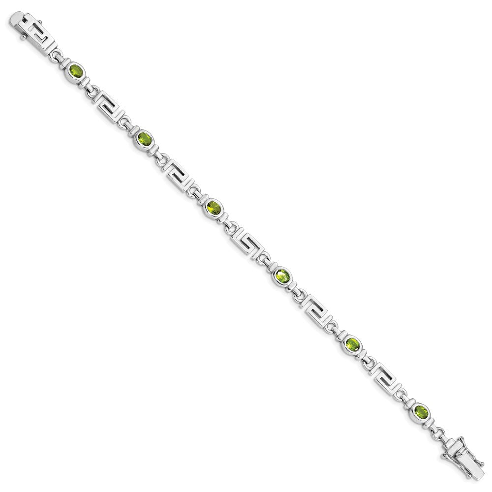 Sterling Silver Rhodium-plated Peridot Bracelet 7 inches