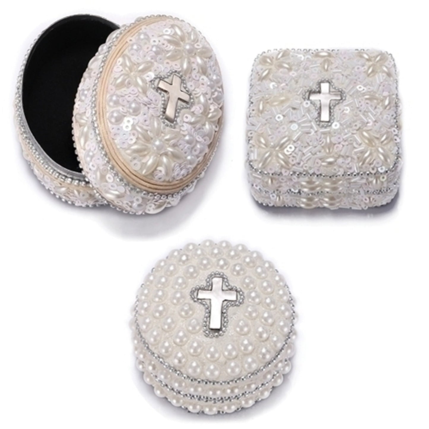 Alexas Angels Set of 6 Lace and Faux Pearl Communion Trinket Boxes QGM23696