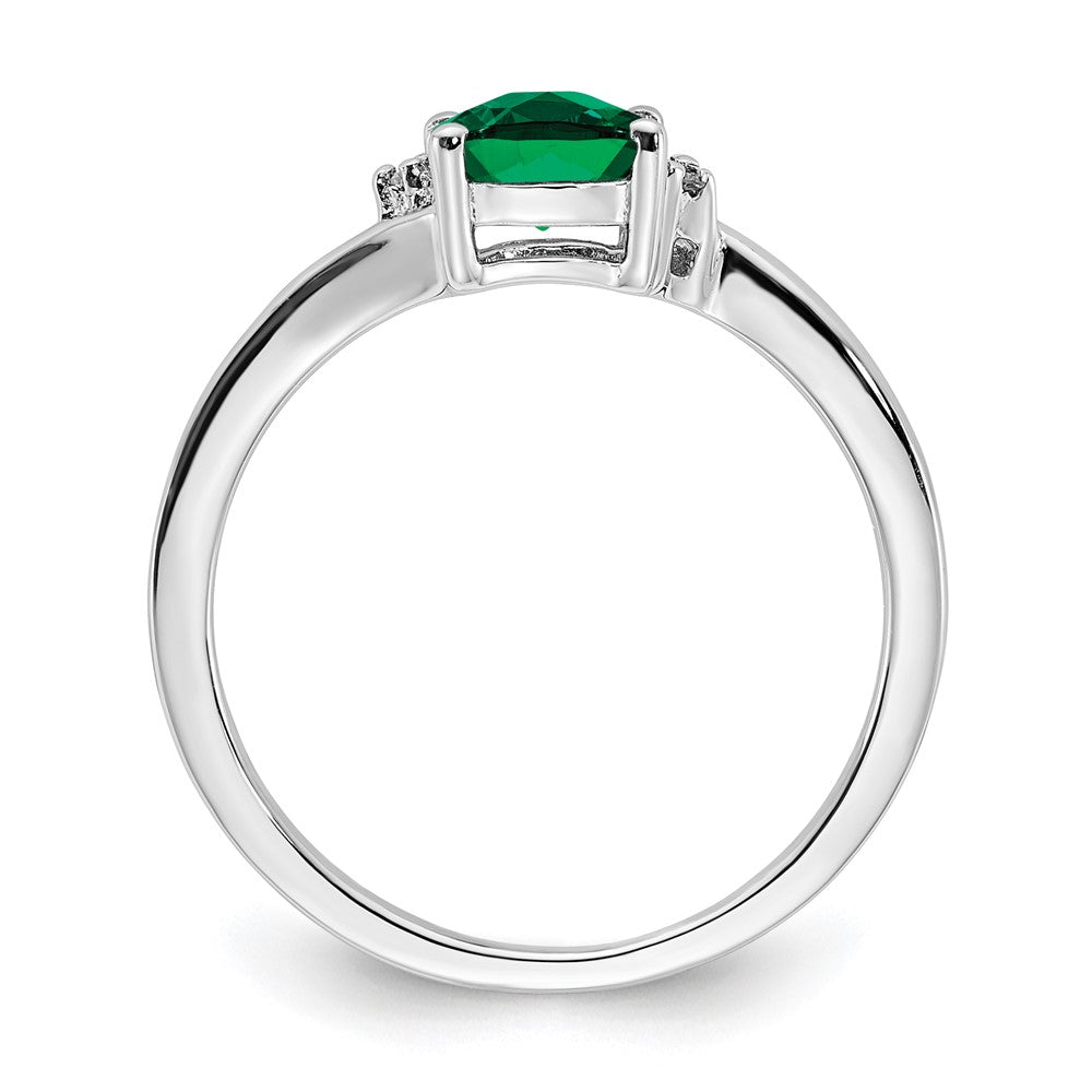 Sterling Silver ANC CR Emerald & Diamond Ring