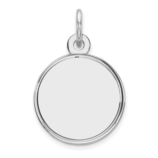 Sterling Silver Rhod-plated Eng. Rnd Polish Front/Back Disc Charm