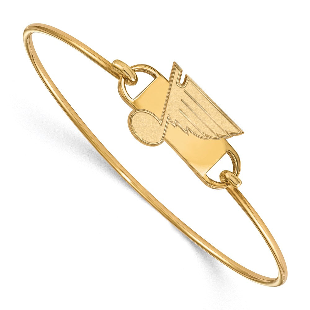 Sterling Silver Gold-plated NHL LogoArt St. Louis Blues Small Center 7 inch Wire Bangle