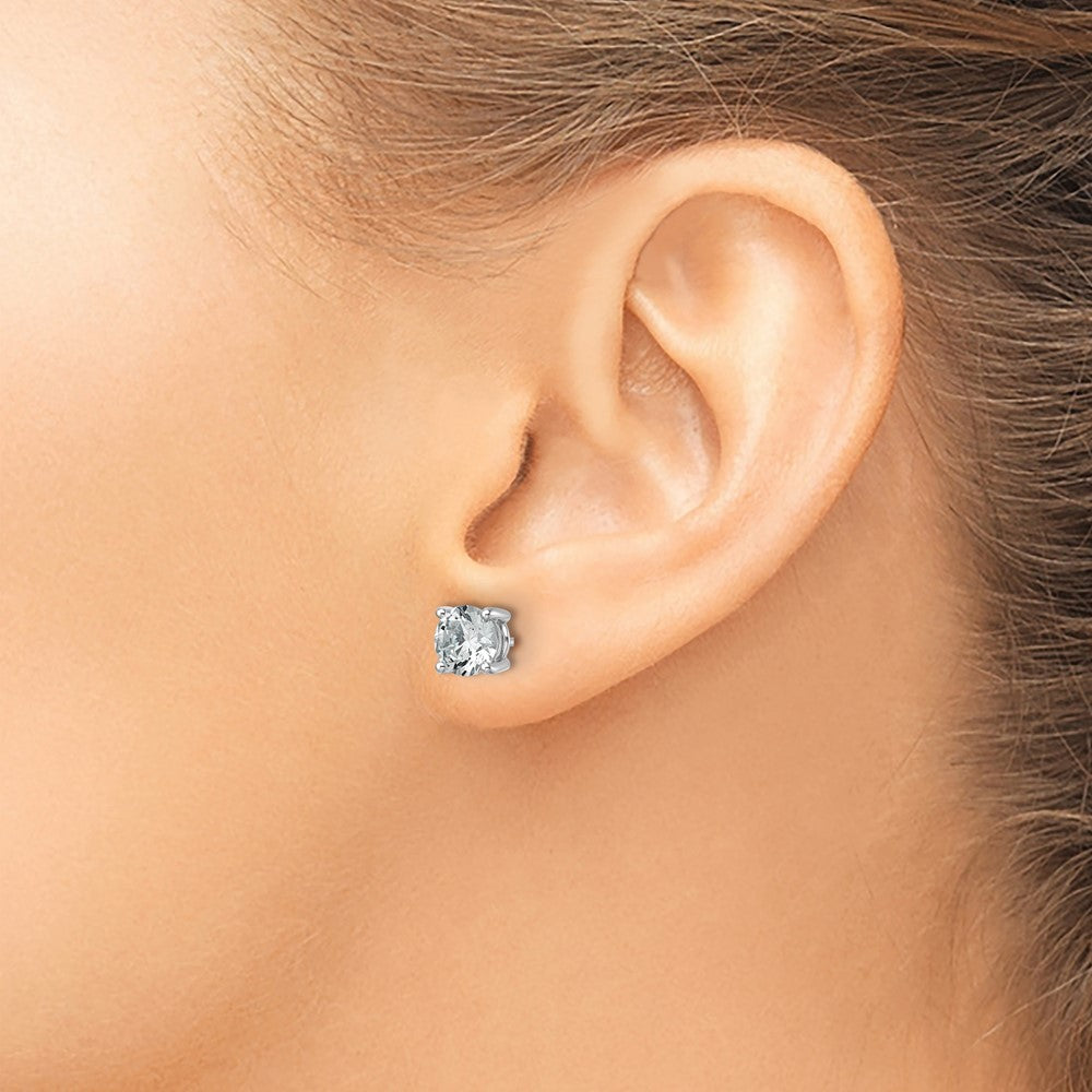 14k White Gold 2 1/2 carat Certified Lab Grown Diamond VS+ F+ Round Complete Four Prong Heavyweight Stud Earrings