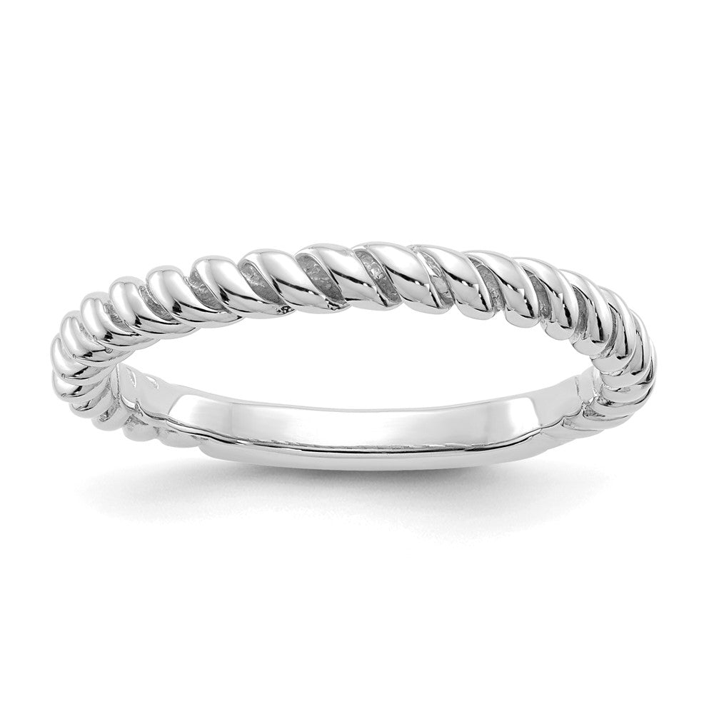 14k White Gold Polished Twisted Band Size 6.5