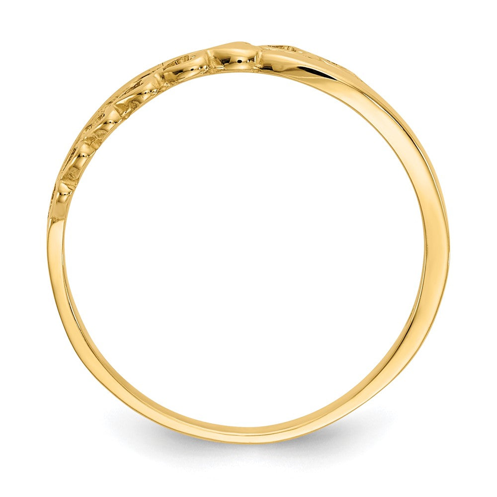 14K Polished Criss Cross Pattern Hearts Ring Size 7